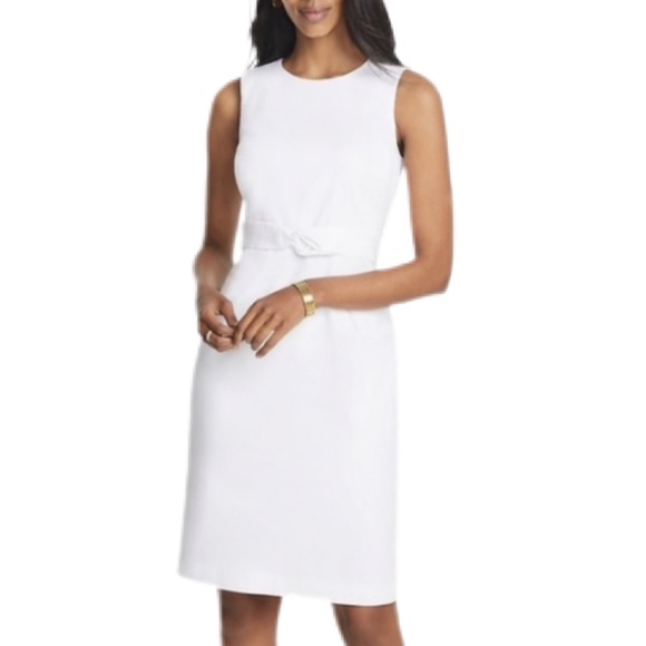ann taylor sheath dress knot waist in white - Picture 1 of 9